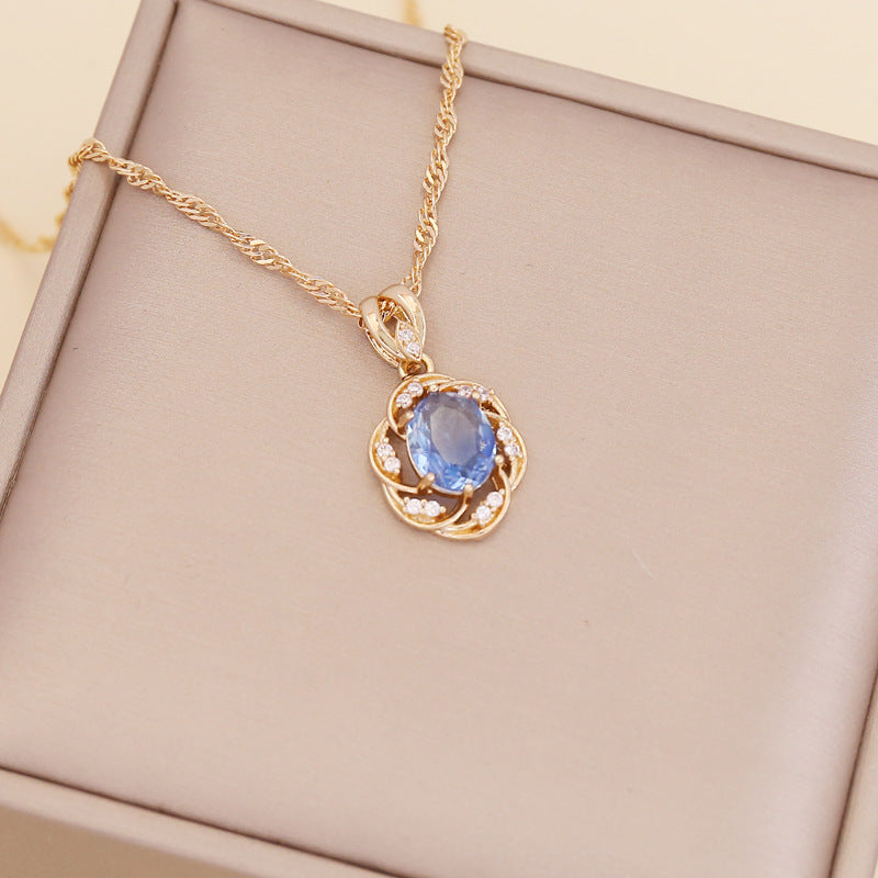 Wholesale Multi-color Diamond Sunflower Necklace